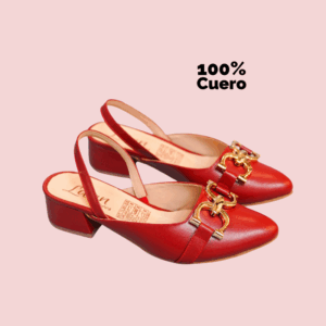 Zapatos Amira Soraya – Slingback en Cuero con Cadena Dorada