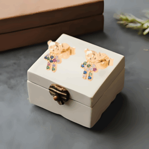 Aretes Doudou Osito Multicolor en Oro Laminado