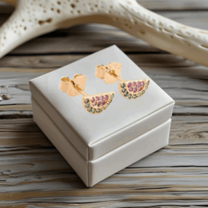 Aretes Layali Abanico Multicolor en Oro Laminado