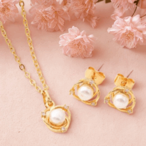 Set Amira Layali con Perlas en Rodio Dorado