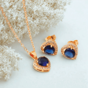 Set Qalb Azraq en Rodio Dorado