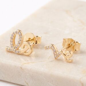 Aretes LOVE en Oro Laminado