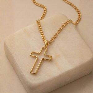 Collar Cruz Aurea en oro laminado