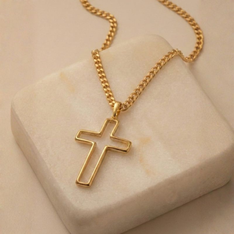Collar Cruz Aurea en oro laminado